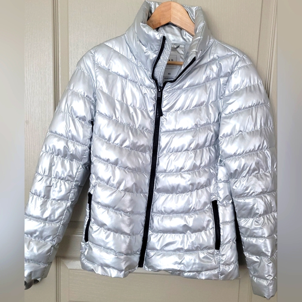 Gap - Silver Lightweight Puffer Jacket Coldcontro… - image 2